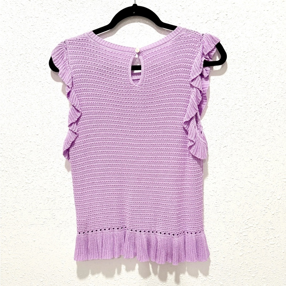 Lavender Ruffle Knit Top M - Picture 6 of 10